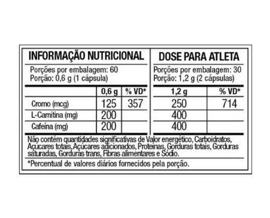 Tabela nutricional do thermo Drene umove.